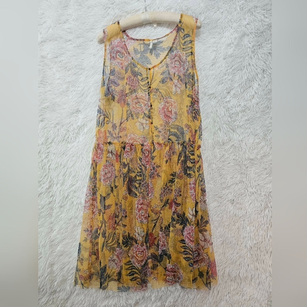Cato Mustard Floral Sleeveless Tunic 26/28 Like New - Picture 3 of 11